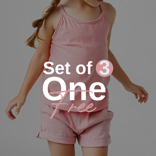 مجموعة ملابس داخلية للبنات بحمالات رفيعة 3+1 مجاناً